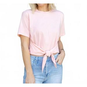 NEW LE SUPERBE tied up short sleeve tee in light pink